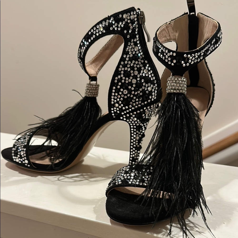 Elegant Black Rhinestone Heels